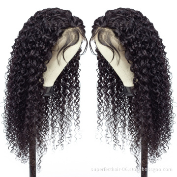 Curly 4*4 Wigs Wholesale  Brazilian Virgin Human Hair Wig With Baby Hair Kinky Curly Closure Wigs